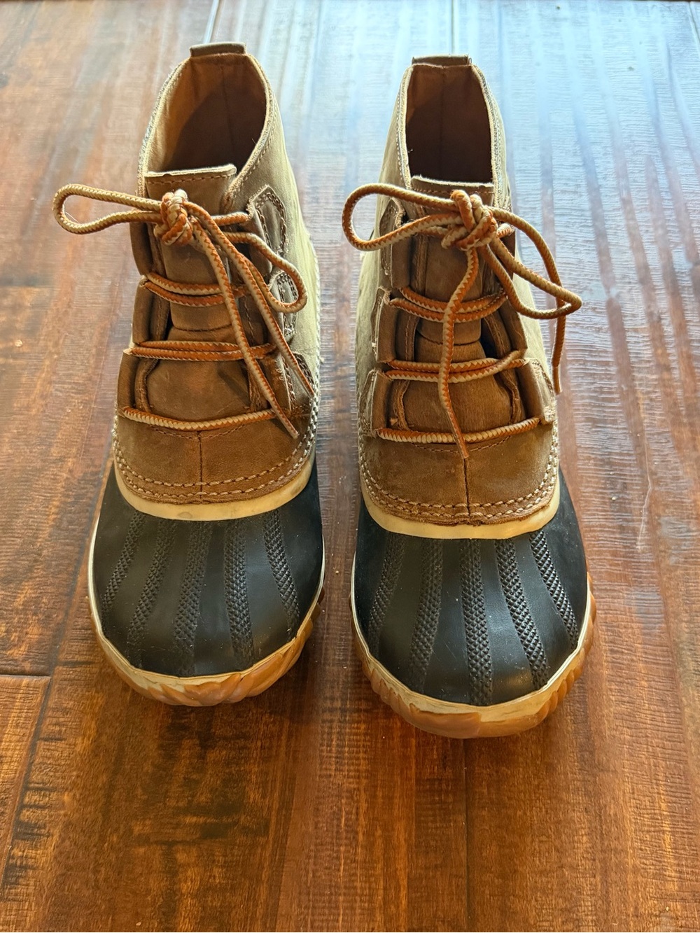 Sorel Two-Tone Brown and Black Waterproof Lace-Up Winter Boots